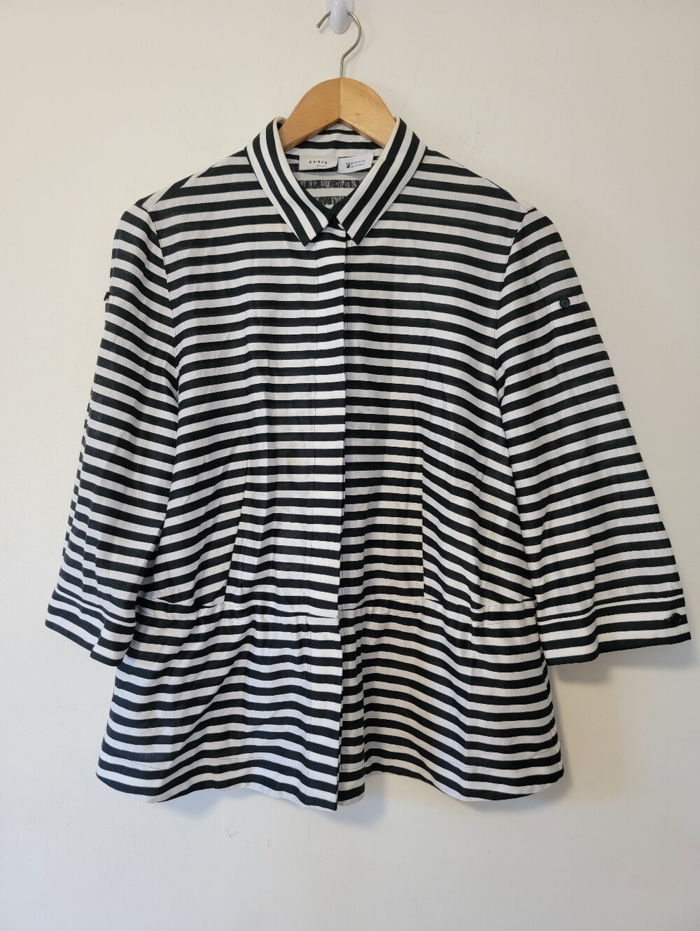 Akris Punto Black and White Striped Jacket